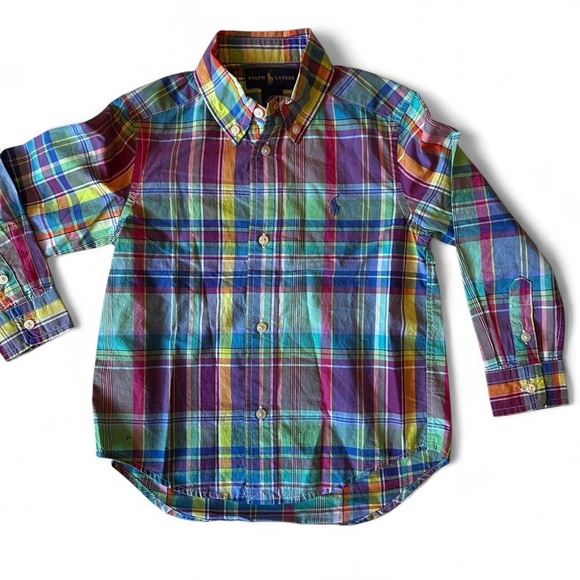 Ralph Lauren Toddler Plaid Long-Sleeve Button-Down Shirt – Size 3T - Picture 2 of 5